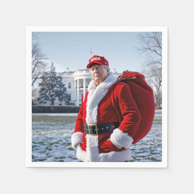 Santa Claus Trump With Red Sack Napkins (Front)