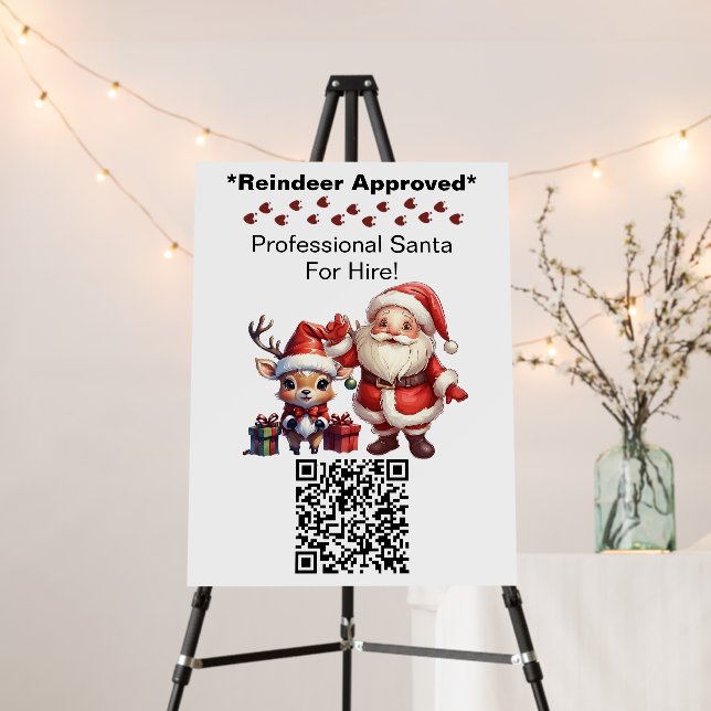 Santa Claus Two Sides Business Board QR Code (In Situ (Stand))
