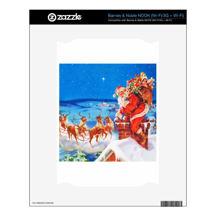 Santa Claus Up On The Rooftop In The Snow Skin For The NOOK