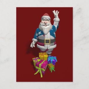 Santa Claus US Flag Jacket Holiday Postcard