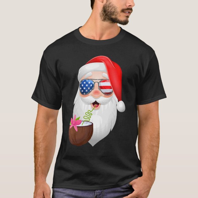 Santa Claus Usa Sunglasses Summer Christmas In J T-Shirt (Front)