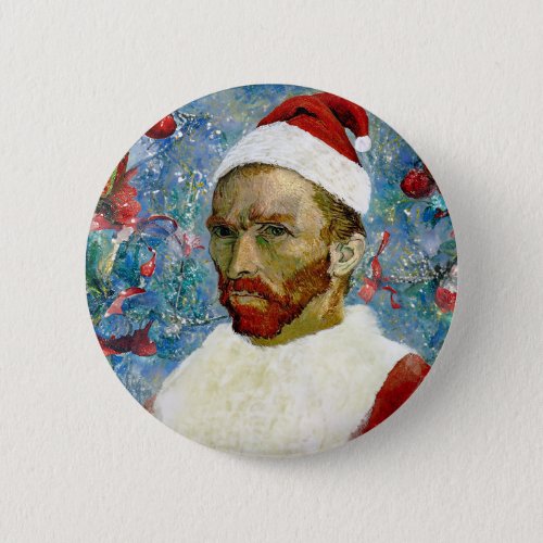 Santa Claus Van Gogh Button
