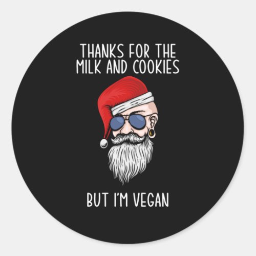 Santa Claus Vegan Hipster Christmas New Year Gift Classic Round Sticker