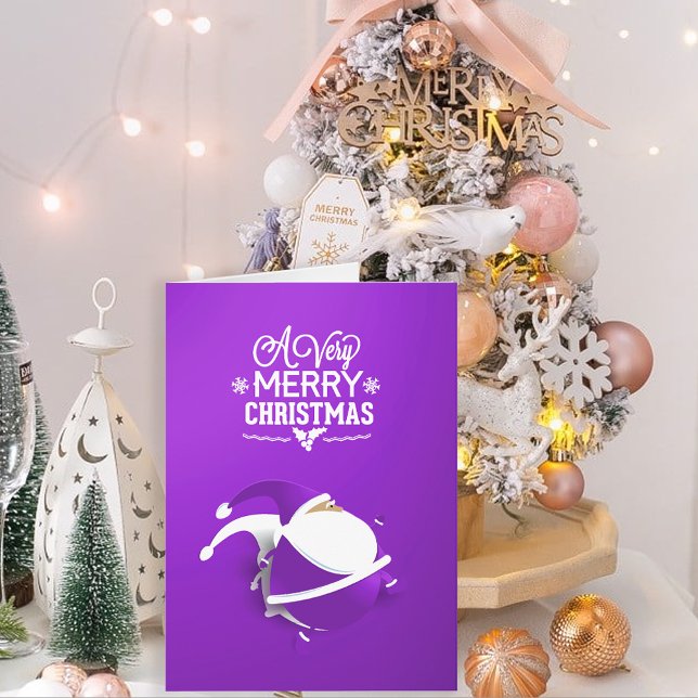 Santa Claus Very Merry Christmas | Purple Holiday Card (Creator Uploaded)