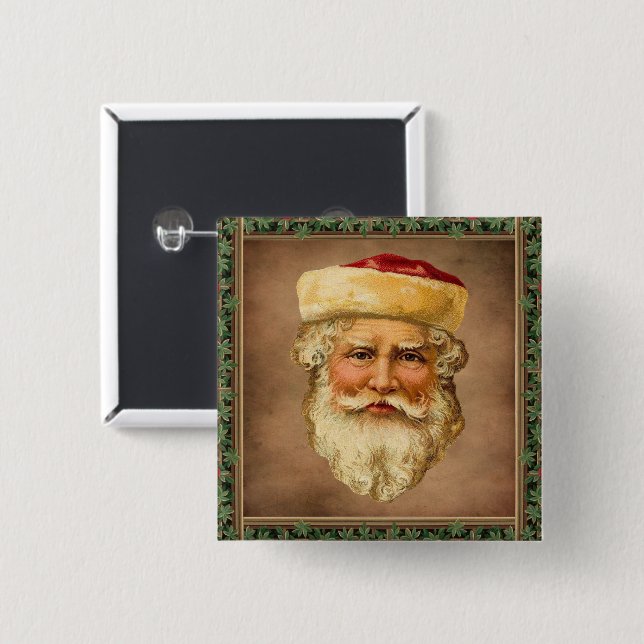 Santa Claus Vintage Button (Front & Back)