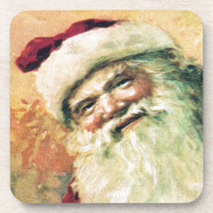 Santa Claus Vintage Christmas Beverage Coaster