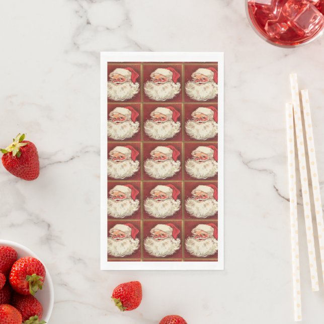 Santa Claus Vintage Christmas Holiday Paper Guest Towels (Insitu)