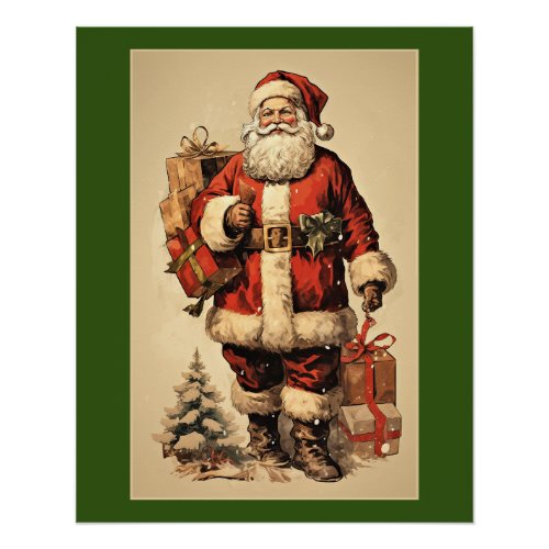 Santa Claus vintage illustration Poster