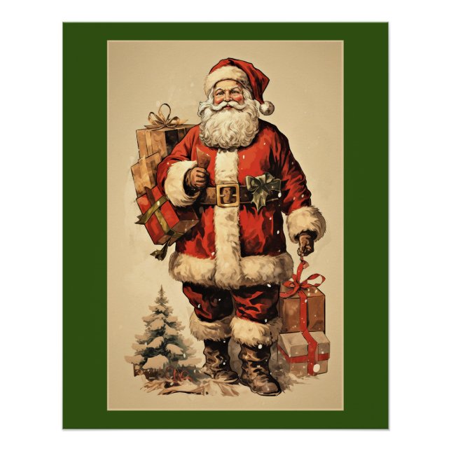 Santa Claus vintage illustration Poster (Front)