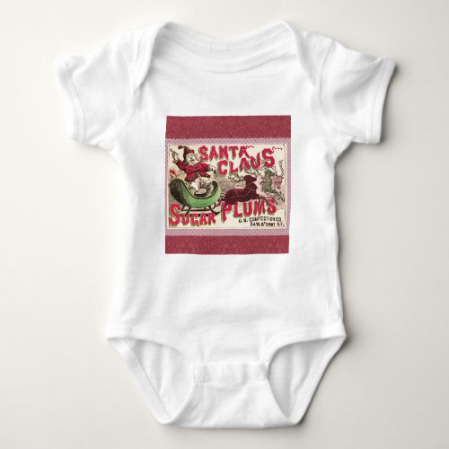 Santa Claus Vintage Illustration Sleigh Baby Bodysuit