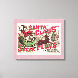 Santa Claus Vintage Illustration Sleigh Canvas Print