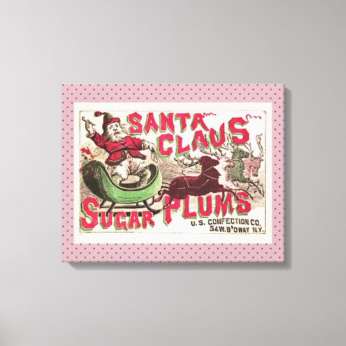 Santa Claus Vintage Illustration Sleigh Canvas Print