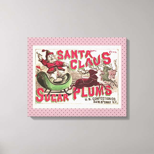 Santa Claus Vintage Illustration Sleigh Canvas Print (Front)