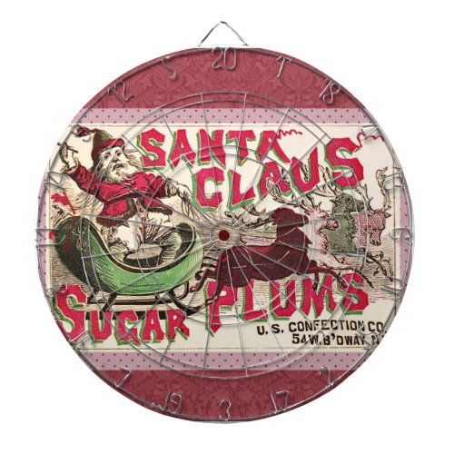 Santa Claus Vintage Illustration Sleigh Dartboard With Darts
