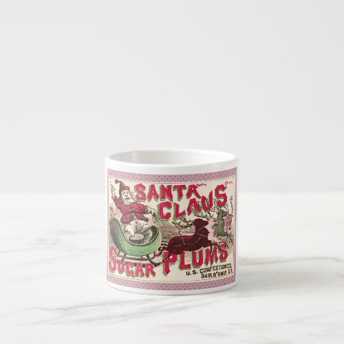 Santa Claus Vintage Illustration Sleigh Espresso Cup