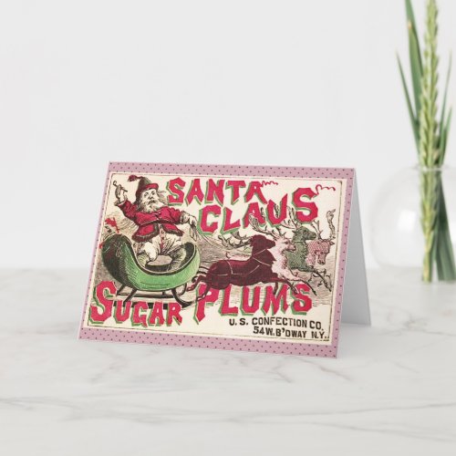 Santa Claus Vintage Illustration Sleigh Holiday Card