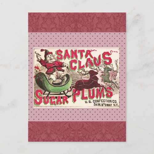 Santa Claus Vintage Illustration Sleigh Holiday Postcard