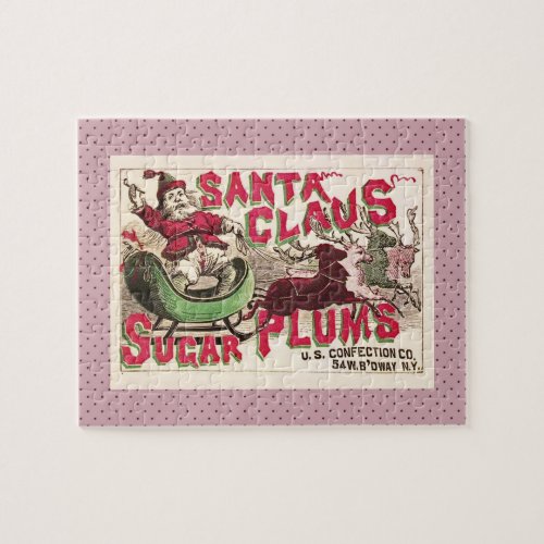 Santa Claus Vintage Illustration Sleigh Jigsaw Puzzle