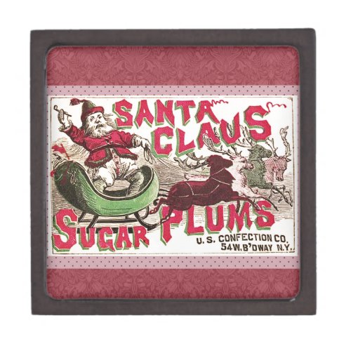 Santa Claus Vintage Illustration Sleigh Keepsake Box