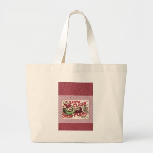 Santa Claus Vintage Illustration Sleigh Large Tote Bag