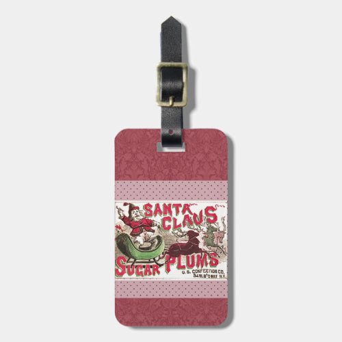 Santa Claus Vintage Illustration Sleigh Luggage Tag