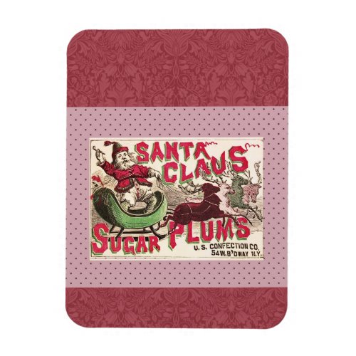 Santa Claus Vintage Illustration Sleigh Magnet