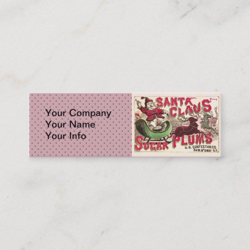 Santa Claus Vintage Illustration Sleigh Mini Business Card