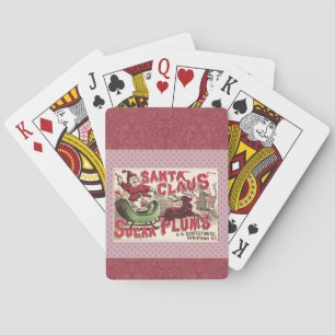 Santa Claus Vintage Illustration Sleigh Poker Cards