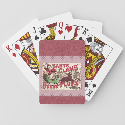 Santa Claus Vintage Illustration Sleigh Poker Cards