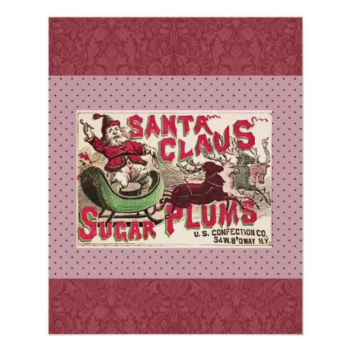 Santa Claus Vintage Illustration Sleigh Poster