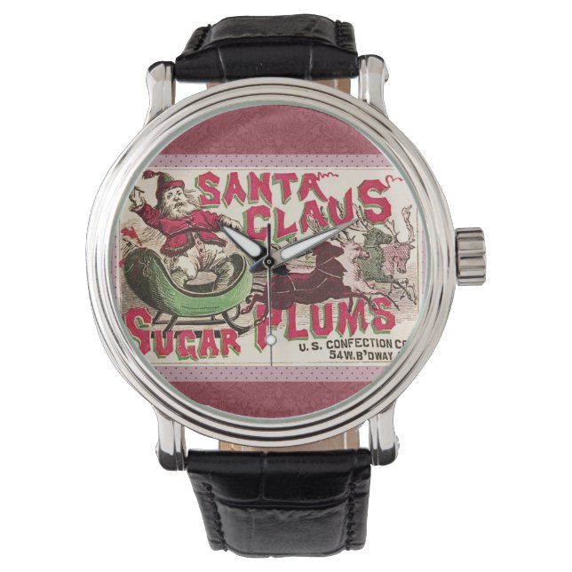 Santa Claus Vintage Illustration Sleigh Watch (Front)