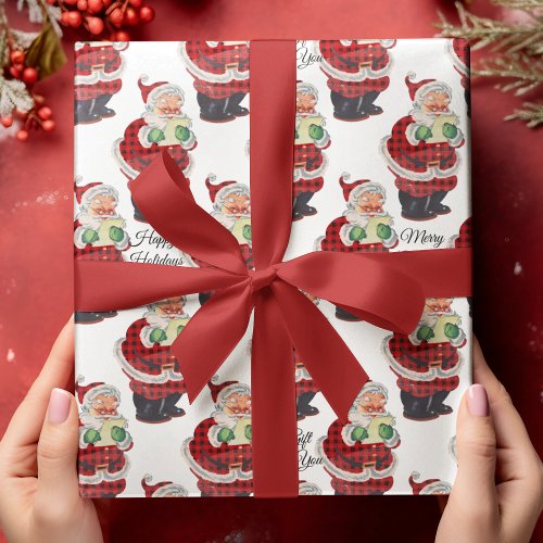 Santa Claus Vintage Old Fashioned Retro Christmas Wrapping Paper