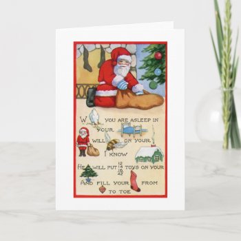 Santa Claus Vintage Poem  Christmas  Art Deco Holiday Card by GoodThingsByGorge at Zazzle