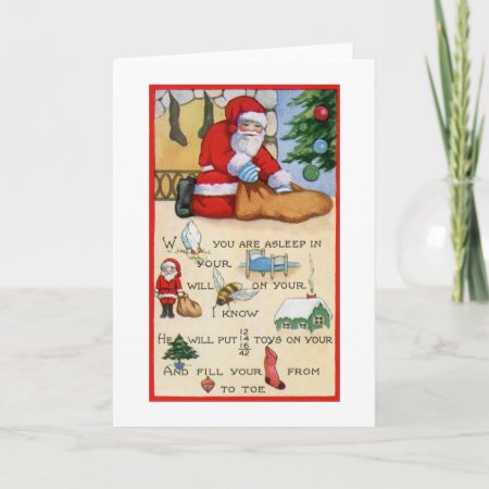 Santa Claus Vintage Poem, Christmas, Art Deco Holiday Card