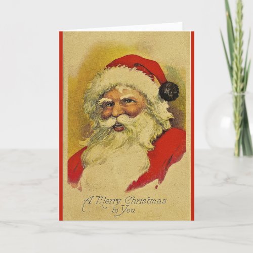 Santa Claus Vintage Portrait Folded Greeting Card