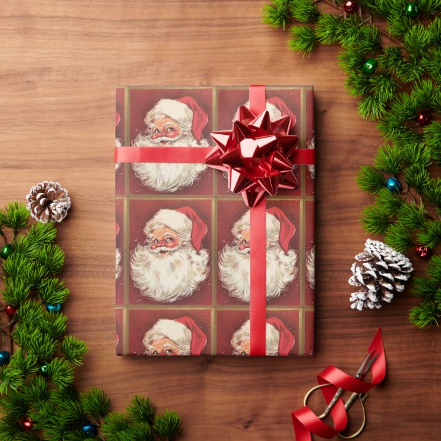 Santa Claus Vintage Retro Holiday Wrapping Paper (Holiday Gift)