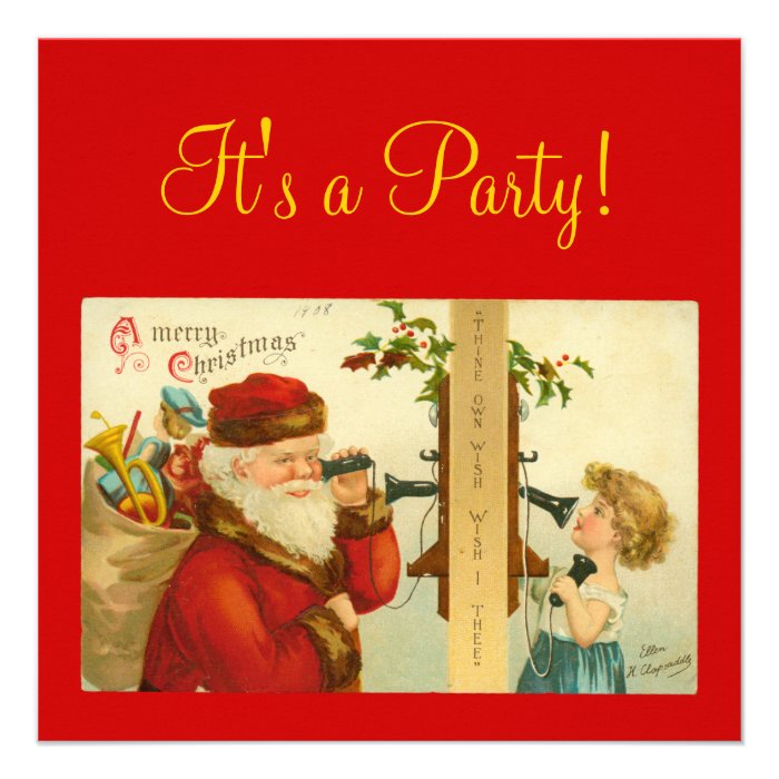 Santa Claus Vintage Telephone Style Invitation