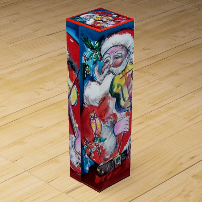 SANTA CLAUS VIOLIN PLAYER MUSICAL CHRISTMAS WINE GIFT BOX (Front)