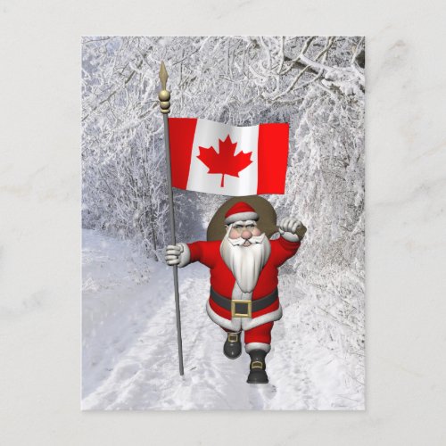 Santa Claus Visiting Canada Holiday Postcard