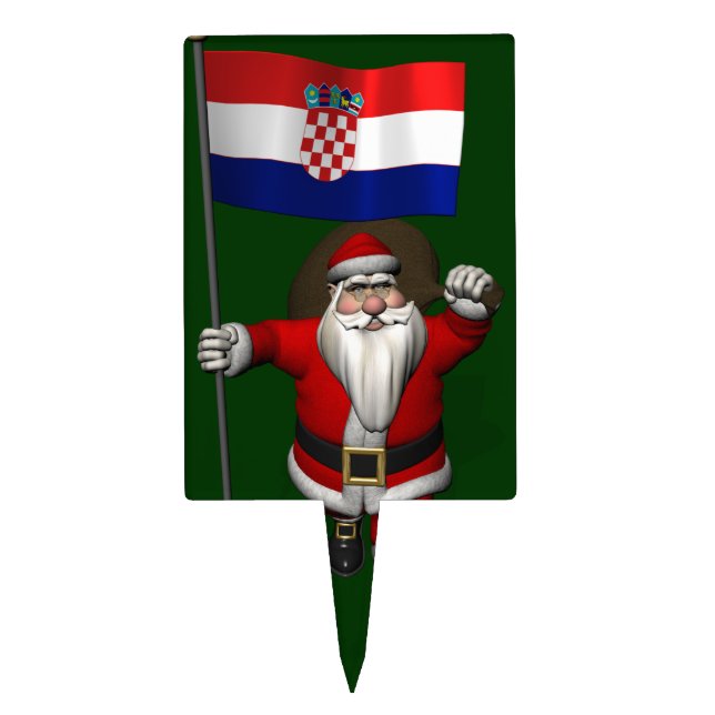 Santa Claus Visiting Croatia Cake Topper (Front)