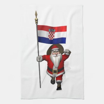 Santa Claus Visiting Croatia Kitchen Towel by santa_world_flags at Zazzle