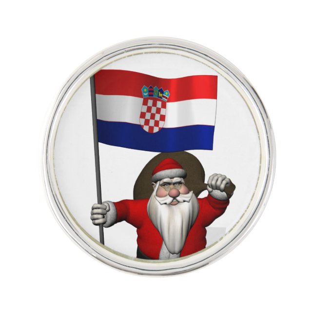 Santa Claus Visiting Croatia Lapel Pin (Front)
