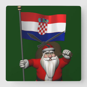 Santa Claus Visiting Croatia Square Wall Clock