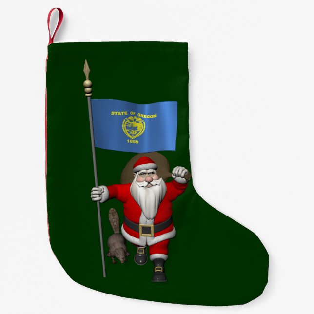 Santa Claus Visiting The Beaver State Small Christmas Stocking (Front)