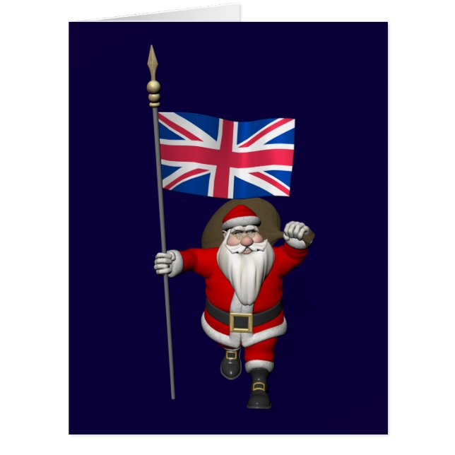 Santa Claus Visiting United Kingdom UK Cards (Front)