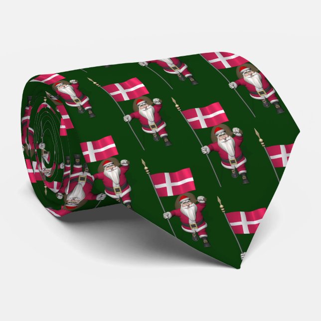 Santa Claus Visits Denmark Dannebrog Tie (Rolled)