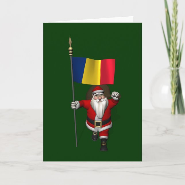 Santa Claus Visits Romania Holiday Card (Front)