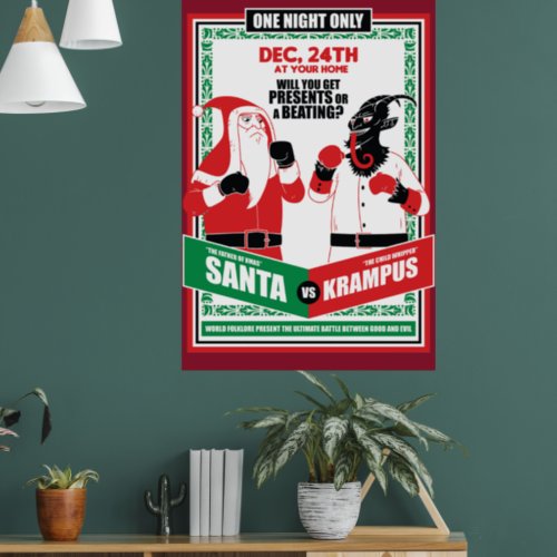 Santa Claus vs Krampus Boxing Match Good vs Evil Poster