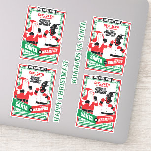 Santa Claus vs. Krampus Boxing Match Good vs. Evil Sticker
