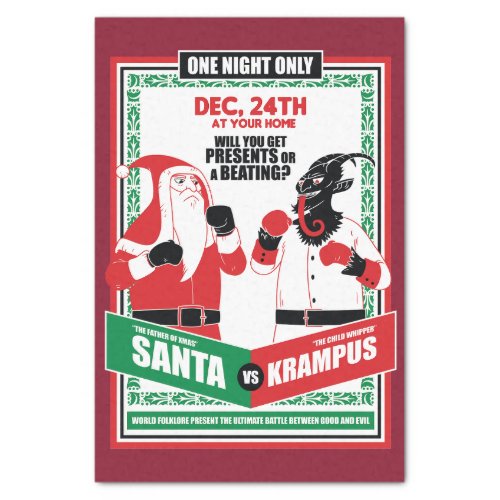 Santa Claus vs Krampus Boxing Match Good vs Evil Tissue Paper